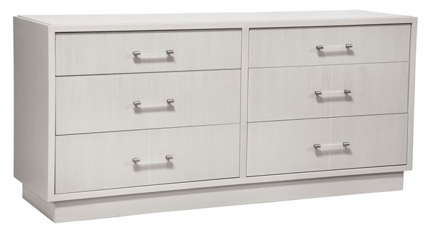 White dresser deals with acrylic handles